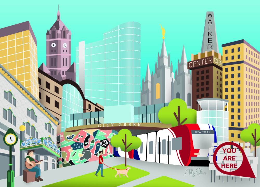 Illustration of iconic Salt Lake City Buildings